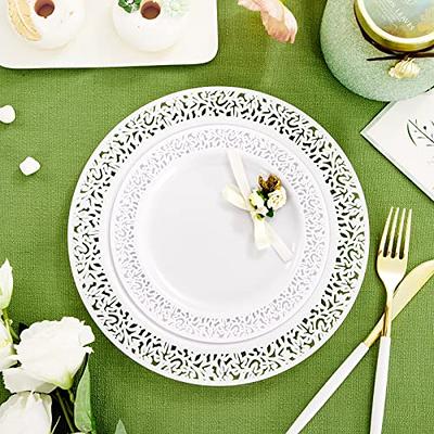 60PCS White Plastic Plates - Heavy Duty White Disposable Plates for  Party/Wedding - Include 30PCS 10.25inch White Dinner Plates and 30PCS  7.5inch White Dessert/Salad Plates