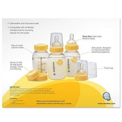 Set of 6 5oz MEDELA BREAST MILK COLLECTION & STORAGE BOTTLES WITH