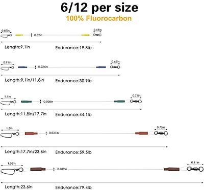 YOTO Fluorocarbon Leader, 12PCS Fluorocarbon Fishing Leader with Swivel and  Snap, 100% Fluorocarbon Leader Line for Saltwater Freshwater Fishing -  Yahoo Shopping