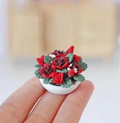 Miniature Flowers Arrangement Miniatures Flower Dollhouse Miniatures  Diorama Miniatures Supplies Doll House Decor Dollhouse Rose Flowers 