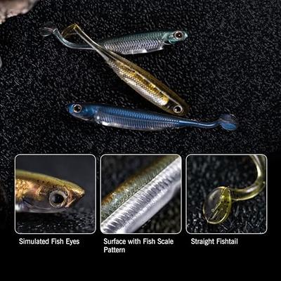 Goture Soft Plastic Baits with Worm Hooks Kit 11pcs, Paddle Tail Swimbaits,  Fishing Drop Shot Shad Lures, Soft Jerk Shad Baits Jerkbait Minnow Baits  for Bass Trout Gold 2.75in - Yahoo Shopping