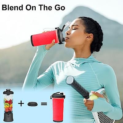 Portable Blender, Personal Blender for Shakes and Smoothies, Mini Blender  with 6 Blades USB Rechargeable, 20 Oz To-Go Cups and Spout Lids for Frozen