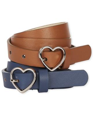 SANSTHS 2 Pack Women Leather Belts Faux Leather Jeans Belt with Double  O-Ring Buckle Size up to 58 inch