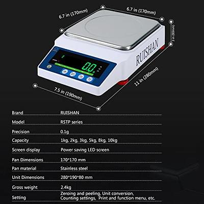 RESHY High Precision 5kg x 0.1g Lab Scale Digital Kitchen Scale Large Food Gram Scale Industrial Counting Scale Jewery Scientific Scale,for