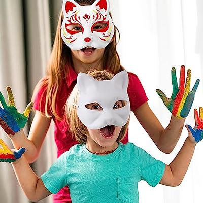  Cat Mask, 3PCS Therian Masks White Cat Masks Blank DIY  Halloween Mask Animal Half Facemasks Masquerade Cosplay Party