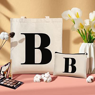  Binggemen Personalized Initial Canvas Tote Bag with