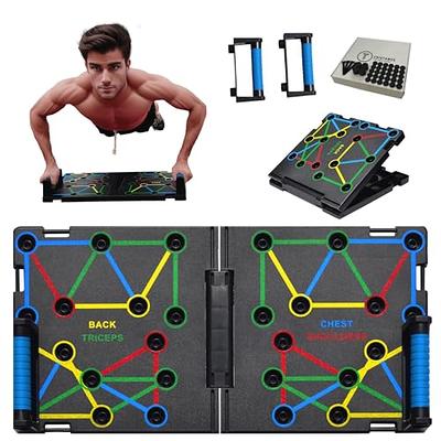 Goplus Portable Push Up Board, 33.5''x 20'' Home Gym Workout Equipment w/  16 Exercise Accessories, Tricep Bar, Resistance Bands, Ab Roller Wheel