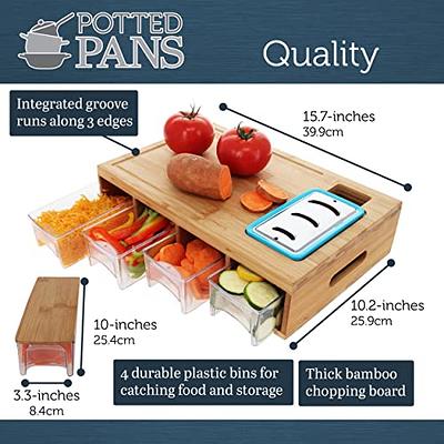 Bamboo Cutting Board Set with Juice Groove & Food Storage Trays