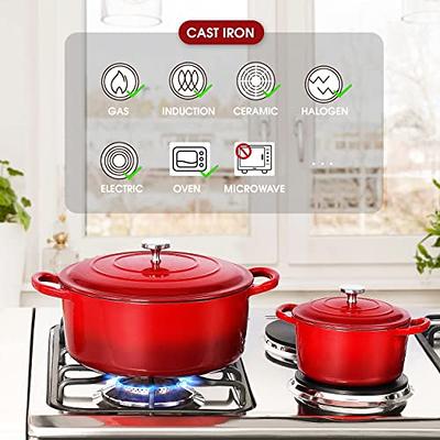 Enameled Cast Iron Dutch Oven Set with Lids, 2pcs Cast Iron Pot, 6QT &  1.5QT Enamel Cookware Pot, Red - Yahoo Shopping