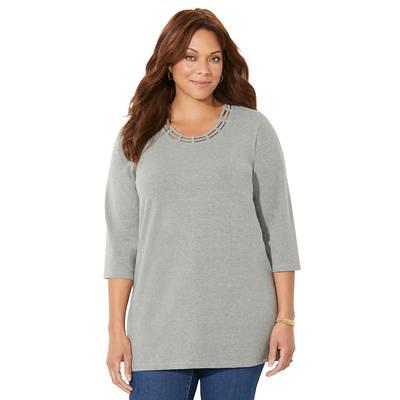 Plus Size Women's Suprema® Strappy Neckline Top by Catherines in Heather  Grey (Size 4X) - Yahoo Shopping