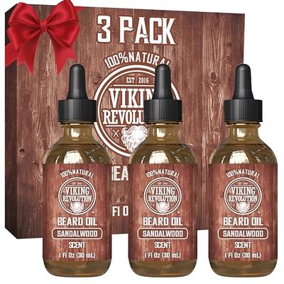 Viking Revolution Beard Wash & Beard Conditioner Set w/Argan & Jojoba Oils - Softens & Strengthens - Natural Sandalwood Scent 