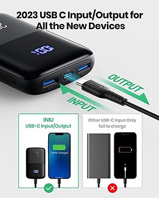 INIU Portable Charger, Slimmest 10000mAh USB C Power Bank, Compatible with  iPhone & Samsung, Black