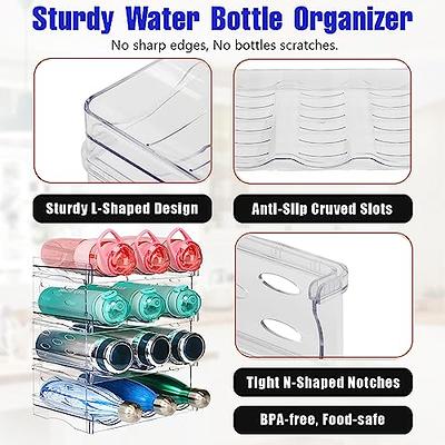 [ Large Compartment ] 3 Tier Stackable Water Bottle Organizer for Cabinet -  9 Bottle Holder Rack for Tumblers, Cups, Wine Bottles - Home Storage