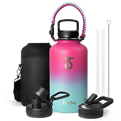 GrandTies 2 Lids Sports Stainless Steel Water Bottle– 32oz, Reusable Wide Mouth Vacuum Insulated Water Bottles, Travel Metal Canteen, Coldest Water