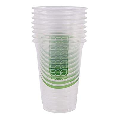 12 oz. Compostable PLA Cold Beverage Cup - Green Stripe (Clear