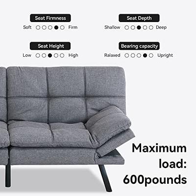  Hcore Convertible Futon Sofa Bed,Grey Fabric Memory Foam  Loveseat Futons Sofa Couch,Small Euro Lounger Sofa for Compact Living  Spaces,Apartment,Dorm,Studio,Guest Room, Home Office : Home & Kitchen