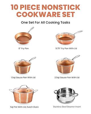 Moss & Stone Copper Pots And Pans Set Nonstick, Removable Handle Cookware,  Stackable Pots And Pans Set, Dishwasher safe, Induction Pots And Pans