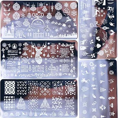 6pcs Nail Stamping Plates Nail Stamper Kit Winter Snowflake Elk Christmas