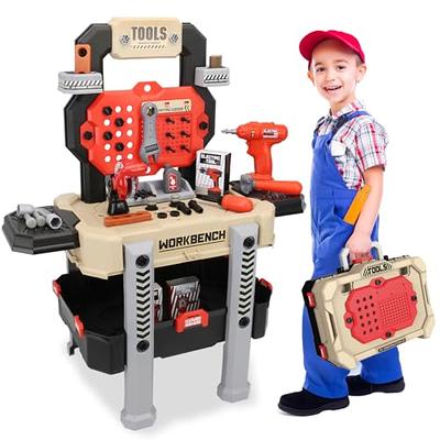 LOYO Kids Toys Tool Set - Pretend Play Construction Toy with Tool Box Kids  Tool Belt Electronic Toy Drill Construction Accessories Gift for Toddlers