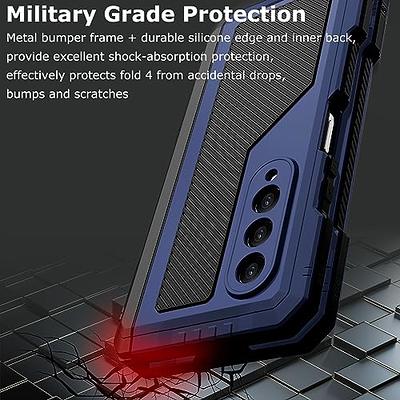 for Samsung Galaxy Z Fold 4 5G 2022, Armor Heavy Duty Shock-resistant  Dustproof Anti-fingerprint Full Body Protection with Hinge & Kickstand &  Screen Protector Case Cover for Galaxy Z Fold 4, Black 