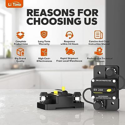 LiTime 250A Switchable Circuit Breaker for LiFePO4 Batteries Easy to  Install and Operate for Automotive, Marine, and Solar Applications,  Designed for Wide Compatibility - Yahoo Shopping