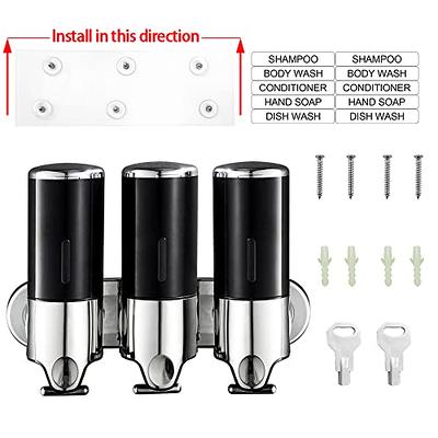 Shampoo Dispenser for Shower Wall 3 Chamber, Drill Free Shampoo