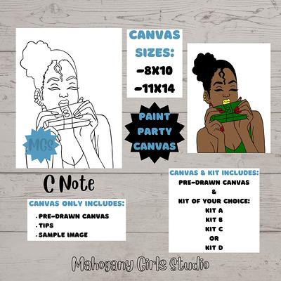 Couples Paint Party Kits Pre Drawn Canvas for Adults for Paint and Sip Date  Nigh