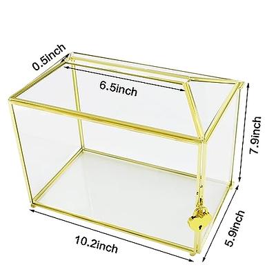 Gold Glass Card Box, Large Wedding Card Holder, Handmade Terrarium