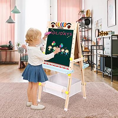 Kid Easel with Storage Double-Sided Whiteboard & Chalkboard Standing Easel  with Paper Roll Accessories for Kids and Toddlers - Yahoo Shopping