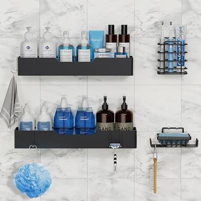 RelaxScene Shower Caddy Shelf - Self Adhesive 2-Pack Bathroom Organizer  Suction Storage Shelves Rack for Inside Shower Black