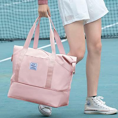 Large Pink Travel Tote Bag, Waterproof Gym Tote Bag Travel Duffel