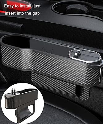 ERIQKCA Car Seat Gap Filler with Gap Pad, PU Leather Front Car  Seat Side Organizer with Cup Holder, Console Side Pocket Storage with  Charging Hole, Large Capacity Car Seat Storage Box 