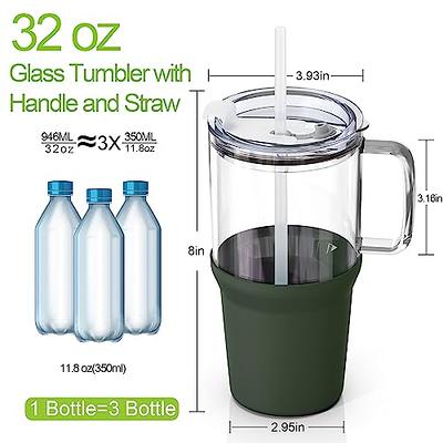 Zenbo 32 oz Motivational Glass Cups: Reusable Iced Coffee Cup with 2 Lid,  Straw and Handle, Smoothie Cup with Silicone Sleeve, Glass Tumbler Fits Cup  Holder, BPA Free - Yahoo Shopping