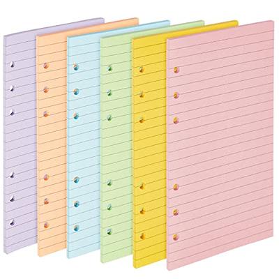 6-Pack Colored A6 Lined Binder Paper (240 Sheets/480 Pages), 6