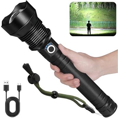 Rechargeable Flashlight High Lumens, 120000 Lumens XHP70.2 Super Bright  Powerful Tactical LED Flashlights, Zoomable, 5 Modes, Waterproof Flashlight