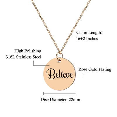 Anavia Motivational Round Necklace Day Gift for Her 22mm Inspirational  Round Necklace Gift for Her Affirmation Jewelry Stainless Steel with Gift  Box [Rose Gold - Believe] Ship Next Day! - Yahoo Shopping