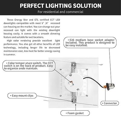 LB13124 (6-Pack) 4-Inch LED Downlight Retrofit, 10W (75W Equivalent), 2700K  Warm White, Dimmable, LED Retrofit Recessed Lighting Kit Fixture, 800