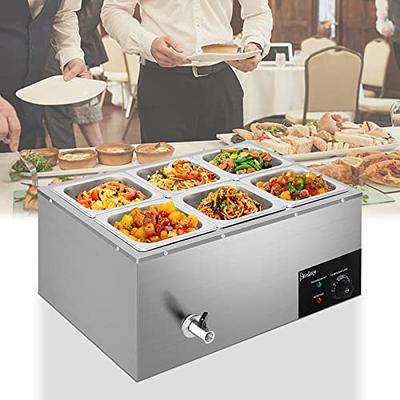 VEVOR 6-Pan Commercial Food Warmer 1200-Watt Electric Steam Table