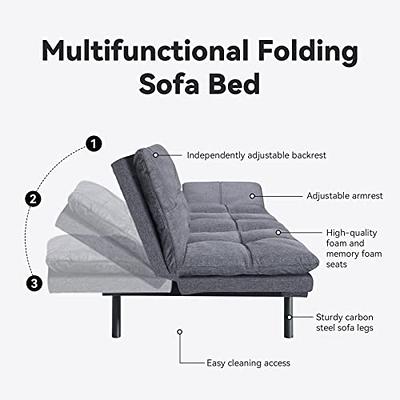 Opoiar Futon Sofa Bed,Small Splitback Linen Fabric Memory Foam Couch,Modern  Convertible Love seat for Compact Living