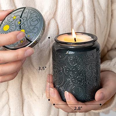 Sun Moon Stars Embossed Glass Candle Container with Lid and Labels (8oz -  Pack of 9, Gray) - Yahoo Shopping