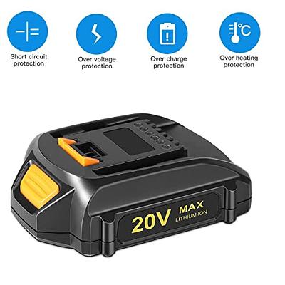 Replacement 2Packs Worx 20V Battery and Charger Starter Kit， WA3520 Lithium  Battery and Dual Port 2 Hour Charger WA3875 Compatible with Worx 20-Volt