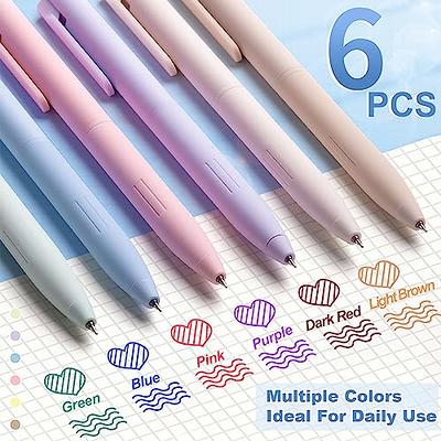 Temiary 6Pcs Retractable Gel Pens for Journaling, Black Ink Fine Point  Smooth Sketching Aesthetic Cute Pen, Quick Dry No Bleed & Smudging, Pastel