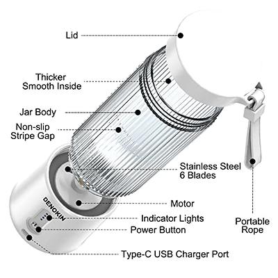 Portable Blender, Personal Size Blender for Smoothies and Shakes,USB  Rechargeable Mini Blender Fresh Juicer Cup with Stronger Motor Household  Fruit