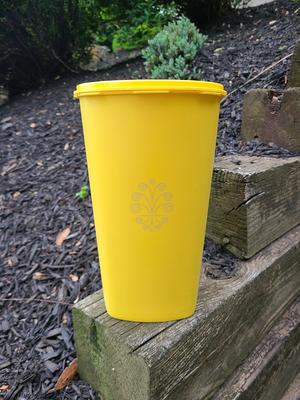 Yellow Tupperware Canister . Vintage Tupperware . Servalier