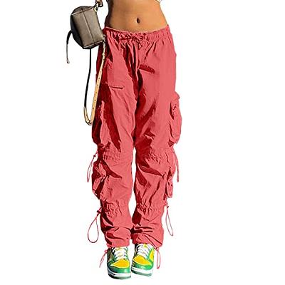 QYANGG Baggy Parachute Pants for Women Drawstring Elastic Low Waist Ruched  Cargo Pants Multiple Pockets Jogger Y2K Pants Red - Yahoo Shopping