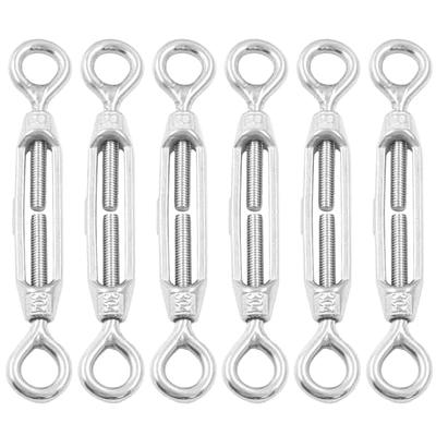 Muzata 5Pack M4 Black Hook and Eye Turnbuckle for Cable Wire Rope Tension Heavy Duty for String Light Picture DIY Hanging Tension Wire Kit Stainless