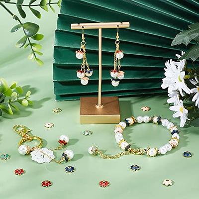 PH PandaHall 96pcs 12 Styles Flower Bead Caps, 9mm Alloy Enamel