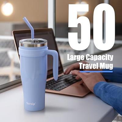 Meoky 40oz Tumbler with Handle, Leak-proof Lid and Straw, Insulated Coffee  Mug Stainless Steel Travel Mug, Keeps Cold for 34 Hours or Hot for 10 Hours