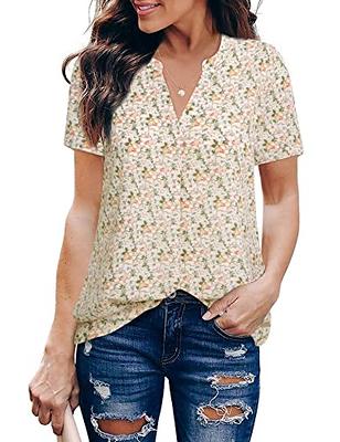 Business Casual Tops for Women V Neck Short Sleeve Plus Size