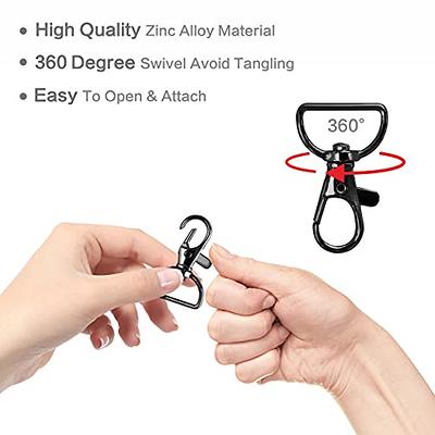 80 Pack Black Lanyard Swivel Snap D Ring Hooks for Crafts and